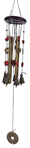 Yosoo Windspiele mit 4 Metallröhren, 5 Glocken, Dekoration zum Aufhängen, Ornament im Haus und Garten