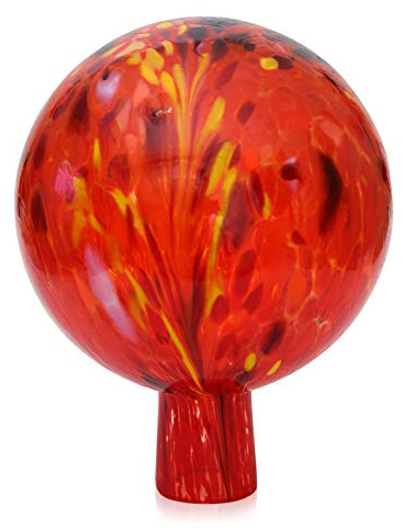 Lauschaer Glas Gartenkugel Rosenkugel aus Glas mit Granulat Tomatenrot h 19cm, d 15cm mundgeblasen handgeformt