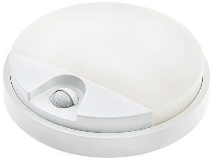 HUBER LED Wandlampe mit Bewegungsmelder 140° 10W, 957lm I IP54 geschützte LED Außenleuchte mit Bewegungssensor I Wandleuchte innen, rund, weiß