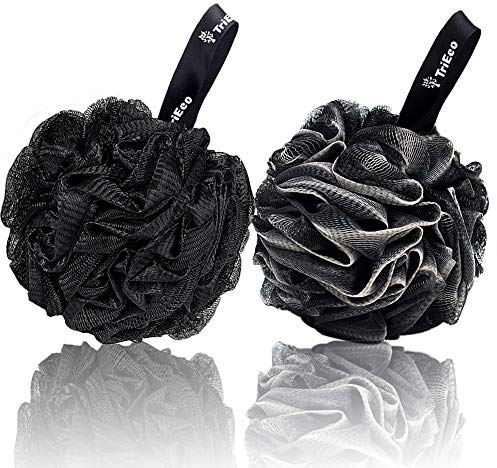 Bath Sponge Shower Puff Shower Loofah for Adults Men Women Bath Body Exfoliating Scrub Black 2 Piece