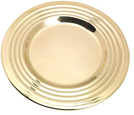 NKlaus Plato para Velas con Borde Acanalado Ø15 cm de latón Dorado portavelas Redondo Deco 10495