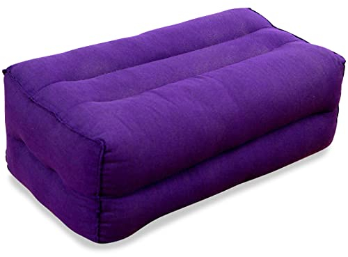 Livasia Coussin Yoga carré uni - 17x34x12cm - Coussin de méditation en kapok, Coussin de Soutien Bolster rectangulaire, Accessoires Yoga Coussin cale-Nuque, Coussin thaï Fait Main (Lilas Uni)