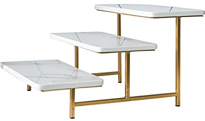 Alzatina per dolci Multi-Layer Cake Stand Marmo Dessert Tavolo Dorato in ferro battuto in ferro cupcake stand Creativo Elegante vassoio di servizio Pasticceria (3 strati) Alzata per Torta