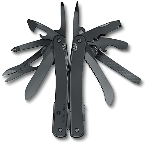 VICTORINOX Coltellino Svizzero Swiss Tool Spirit MXBS, 24 Funzioni, Multi-strumento con Pinza, Cacciavite, Apriscatole, Fodero da Cintura in Nylon, Nero
