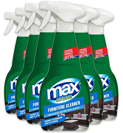 MAX Outdoor Furniture Cleaner 500ml, 6 Pack – Garden Furniture Cleaning Spray That Removes Stains & Dirt – UPVC Cleaner & Restorer – Suitable for Plastic, Rattan, Vinyl & UPVC