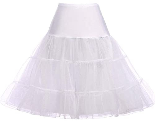RULTA 50er Jahre Frauen Retro Petticoat Unterrock Vintage A-Linie Crinoline Halb Slips Rockabilly Tutu Rock (DE/NL/SE/PL, Alphanumerisch, M, White)