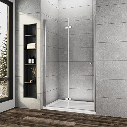 Boromal Duschtür Nischentür 120x185cm Drehfalttür Duschabtrennung 180° Falttürkabine 6mm NANO Beschichtung ESG Sicherheitsglas Nische Dusche