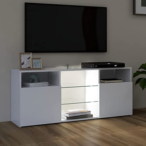 Tidyard Mobile TV con illuminazione a LED in bianco - Design moderno 120 x 30 x 50 cm