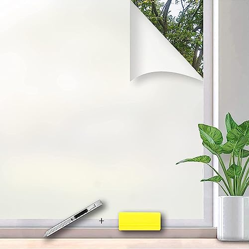 Simple Fix Fensterfolie - Milchglasfolie 60 x 500 cm - Sichtschutzfolie, Isolierfolie, Fensterfolie Milchglas - Fenster Folie Blickdicht Selbsthaftend - Milch