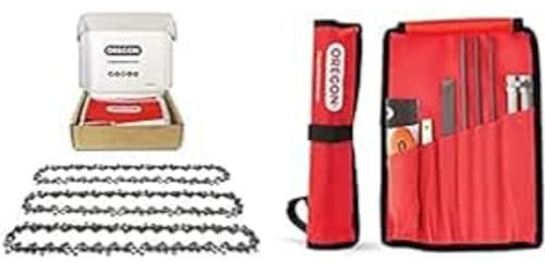 Oregon 91P 3-Pack Kettensägenkette für 18-Zoll (45 cm) Schiene und Kettensägen-Schärfset - 62 Antriebsglieder - rückschlagsarme Kette kompatibel mit Husqvarna, McCulloch, Mac Allister und mehr
