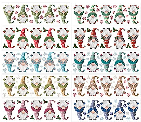 Ideen mit Herz Transparent-Sticker | 10 Bogen à 10 cm x 30 cm | Bunte Aufkleber zum Basteln & Dekorieren (Winter Wichtel)