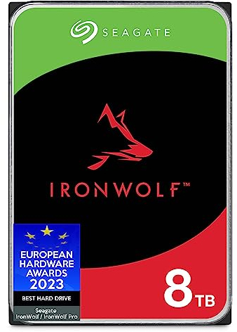 Seagate IronWolf 8TB, Unità disco interna, per NAS RAID, NAS, 3.5, SATA 6 GB/s, 7200 RPM, FFP, Data Rescue Service (ST8000VNZ02)