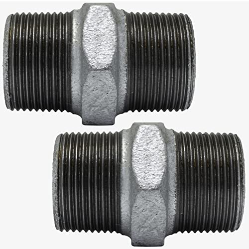 AERZETIX - C65022-2er-Set Nippel gleicher 1/2x1/2'' verzinkt - männlich/männlich - aus gusseisen - rohrverschraubung mit doppelgewinde - sanitär-heizung arbeiten wasserversorgung installation