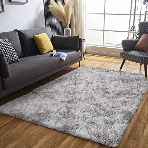 JURLEA Tappeti Soffici Tappeti per Soggiorno Tappeto Morbido Antiscivolo per Camere da Letto Moderne (120 x 160 cm, Bianco grigio)