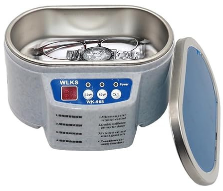 Limpiador ultrasónico, 635 ml, 30/50 W, 40 KHz, mini sonicador de baño profesional para joyas, anillos, plata, retenedor, gafas, relojes, monedas, Plástico y acero inoxidable