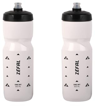 ZEFAL Pack Sense Soft 80 - Set di due Borracce Bici e MTB - Borraccia Ciclismo e Sportiva Flessibile e Inodore - Borraccia Bici Senza BPA - Tappo in Silicone - Bianco, 2 x 800ml