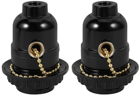 DOITOOL 2 Piezas Interruptor De Cadena De Tracción Bases y Sombras Base De Enchufe De Luz De Luces Cadena De Tracción De Bulbo Lámpara Lámpara De Uñas E27 Bombilla