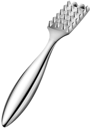 Fish Scaler Tool 7.5'' Food Grade 304 Stainless Steel Fish Scale Remover with Non-slip Handle and 24 Serrated Nails Portable Fish Descaler Tool Quick Easy Fish Scaling Fish Scraper for Kitchen Gadgets