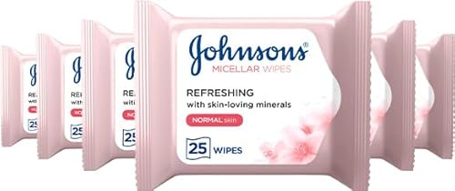 Johnson's Face Care Make Up Be Gone Refreshing Wipes, 25 Wipes (Pack of 6)