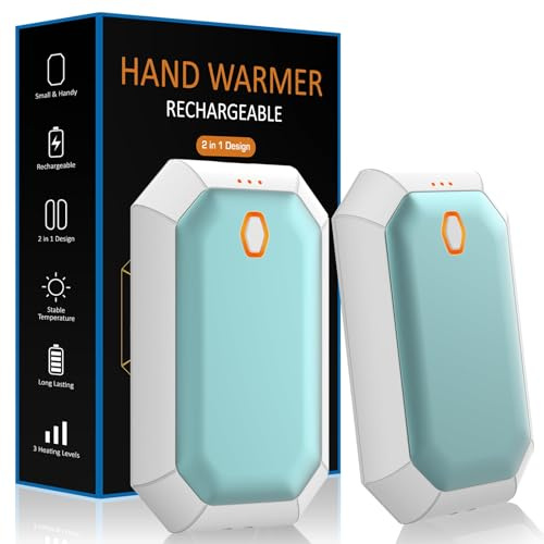 Handwärmer Wiederaufladbar,2er 4000mAh Elektrischer Tragbarer Taschenheizer, Ideal für Outdoor-Sport,Camping, Jagd, Golf, Die besten Winter Geschenke für Frauen,Mann, Familien