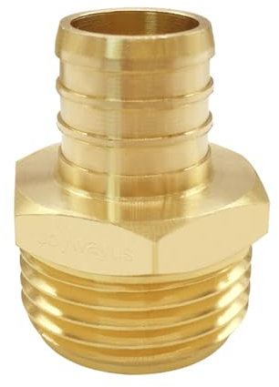 Joywayus Conector de manguera de agua PEX de 3/10.2 cm x 3/10.2 cm macho GHT rosca hexagonal de latón para manguera de agua de jardín, accesorios para casa/barco/césped/lavado eléctrico/riego
