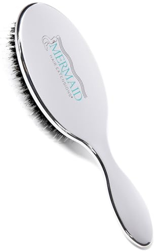 Mermaid Extension Care Boar Bristle Brush, Gentle Hair Extension and Wig Care with Natural Bristles for Smoothing Styling