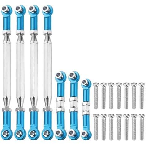 sourcing map Adjustable Turnbuckles Camber Link Linkages Aluminum Alloy Upgrade Parts RC Car Steering Pull Rod Servo Linkages Tie Rod for 14401 1/14 RC Car Crawler,Blue