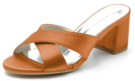 ENWIND Sandali Donna con Tacco A Blocco Scarpe Estivi Punta Aperta Eleganti Scivola su Pantofole,Arancia,43 EU