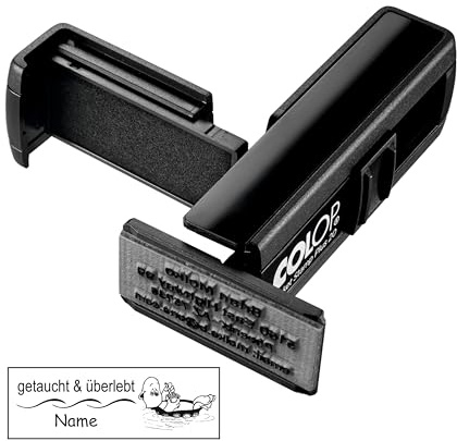 Dekolando Taucherstempel personalisiert Logbuchstempel mit Motiv Entspannte Schildkröte, Tauchspruch und Name - für Tauchen Logbuch Taucher - Abdruckgröße 37 x 14 mm rechteckig