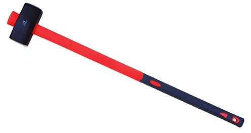Bricoloco Mazza grande martello per rompere e demolire pietra e cemento per cantiere. Manico anti-vibrazione in fibra di vetro molto resistente e resistente alle intemperie. (Mazza 5kg-manico 90 cm)
