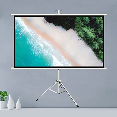 SnamicE Pantalla de proyector con Soporte - Pantalla de trípode Antiarrugas HD 4:3/16:9 Pantalla de proyección portátil Plegable rápida Pantalla de proyección para Interiores y Exteriores,60inch 16:9