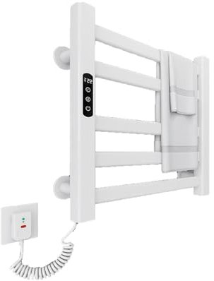 Porta asciugamani elettrici for bagno, Scalda asciugamani da terra, Porta asciugamani riscaldato a parete, Scaldasalviette a presa 5 barre for bagno, Nero, Linea Destra(Left)