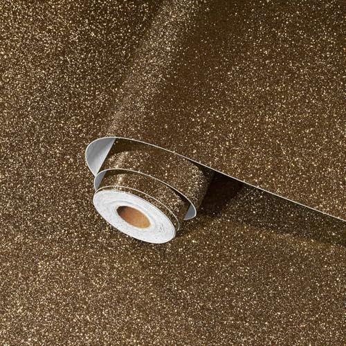 Yullpaper Selbstklebende Tapete Kaffee 40cm x 800cm Klebefolie Glitzer für Möbel Wand Tapeten Wohnzimmer Flur Glitzerfolie Möbelfolie Selbstklebend Vinyltapete Schrankfolie Kaffee Kindertapete