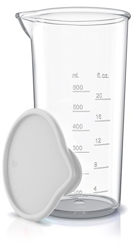 Arendo - Messbecher Kunststoff 600 ml – 20 Unzen – Klarsichtbecher transparent – ideal für elektrische Handmixer und Stabmixer – Trinkbecher