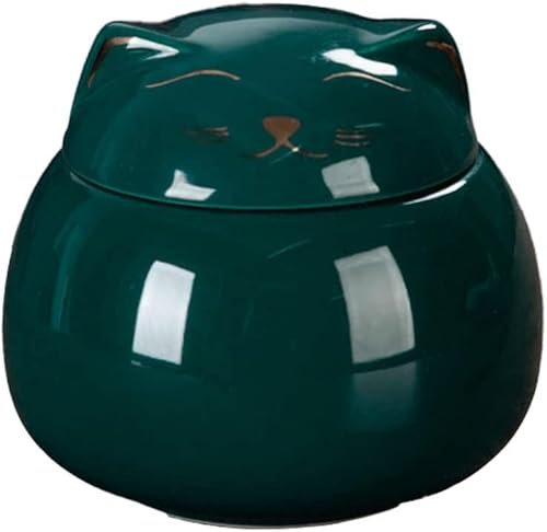 HEYDGBBZ Le bol de sucre en céramique, Sucrier en céramique, pot à bonbons, pot de rangement en relief de chat, caddie à thé avec couvercle(Green)