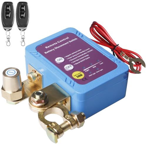 12V Drahtloser Ferngesteuerter Auto Trennschalter, 12V 240A Auto Remote Batterietrennschalter mit Fernbedienung Kill Switch Anti-Diebstahl Automatische Abschaltung Schalter für Autos RV ATV LKW Boot