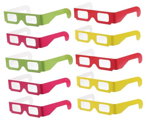 COSMEVIVI Occhiali a Diffrazione 3d a Forma Di Cuore Neon Luci, Set Da 20 Pezzi Per Feste Rave e Club, Effetto Arcobaleno Per Eventi Notturni e Musica Dal