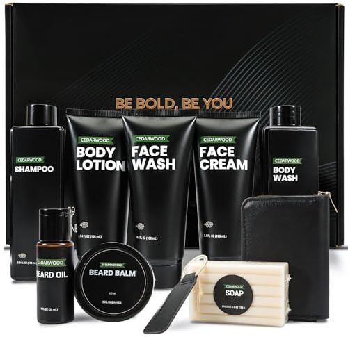 Rinse & Robust Beard Kit for Men, Gifts for Men, Cedarwood Beard Oil Gift Sets, Birthday Gifts Mens Stocking Stuffers for Dad Boyfriend Husband Valentines, Holiday Grooming Gift Set