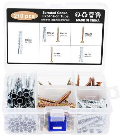 Gueenky 210 Pièces Cheville avec Vis pour Plaques de Plâtre, Cheville Beton Vis Cheville Placo, Cheville Expansion Cheville et Vis Fixations pour Murale en Plaques de Plâtre