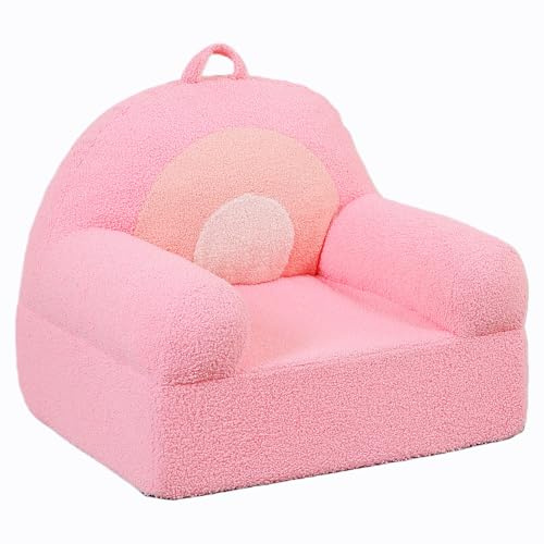 MOMCAYWEX Comfy Toddler Chair, Snuggly Kids Armchair, Pink Rainbow