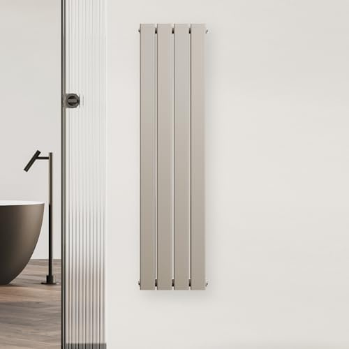 blumfeldt Heizkörper Mittelanschluss - 612 W Wandheizkörper, Design-Heizkörper mit ½'' Zentralanschluss, Energiesparender Warmwasserbetrieb, 120x30 cm, Sand