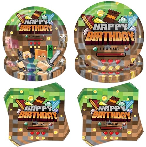 40 Stück Partygeschirr Set,Kindergeburtstag Geschirr Set,Partygeschirr Geburtstag,Kindergeburtstag Geschirr Set,Mit Teller Servietten,für Gebutstag Party Mädchen Junge
