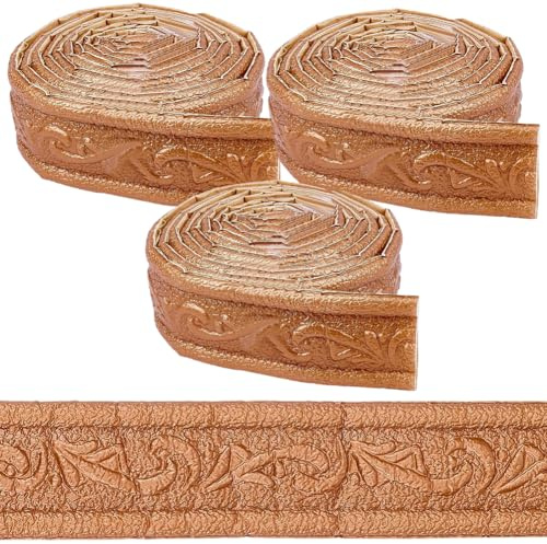 CRASPIRE Moldura Pared 271x1.77 pulgada Borde Papel Tapiz Moldura Despegable Adhesiva Color Marrón Camello Autoadhesiva Flexible 3D Espejo Vintage Borde Adhesivo Espuma Decoración Hotel Hogar Techo