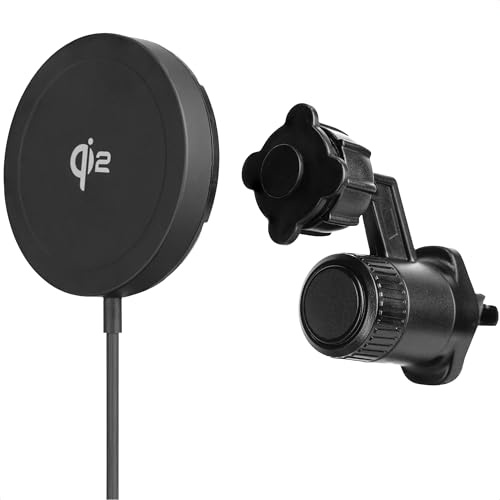Aqiila Qi2 Wireless Charger mit Kfz-Halterung | 15W Ladegerät MagSafe | 3-in-1 Kfz-Halterung 360° drehbar - induktiver Lader, starker Magnet 1000gf für sicheren Halt während der Fahrt