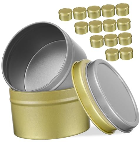 Operitacx 16 Piezas Tarros Metálicos para Velas con Tapas Roscadas Envases Pequeños para Hacer Velas Caseras Recipientes Versátiles para Almacenamiento de y Cosméticos Diseño Resistente y
