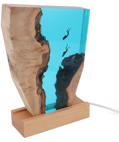 Hztyyier Diver Night Light Colorful LED Resin Ocean Lamp for Bedroom Living Room Decor, Desktop Art Ornament for Diving Lovers