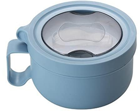 Hztyyier Tazón Aislado, Tazón Térmico de Acero Inoxidable 304 con Asa, 850 Ml para Fideos, Sopa, Portátil para el Trabajo y la Escuela (BLUE)