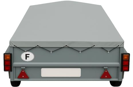 Bâche de Remorque NOR 2300-230 x 130 x 10 cm – PVC 640g/m² Housse Haute Résistance avec Oeillets et Sandow–Fabriqué en France. (Gris 7038)