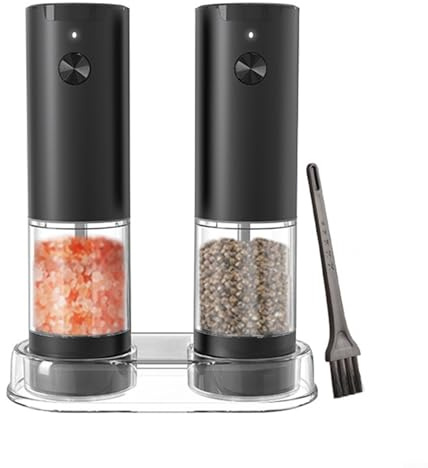 Molinillo de pimienta automático recargable con cuerpo acrílico, ajuste de grosor ajustable, activación táctil, amplia apertura de recarga (2)