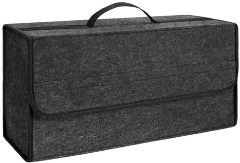 Faltbare Kofferraumtasche 20L Rutschfest Auto Organizer Toolbag mit Deckel | Klett-Fixierung & Viel Stauraum Kofferraum Organizer aus Filz, Aufbewahrungstasche für Auto SUV Wohnmobil (50x17x24 cm)